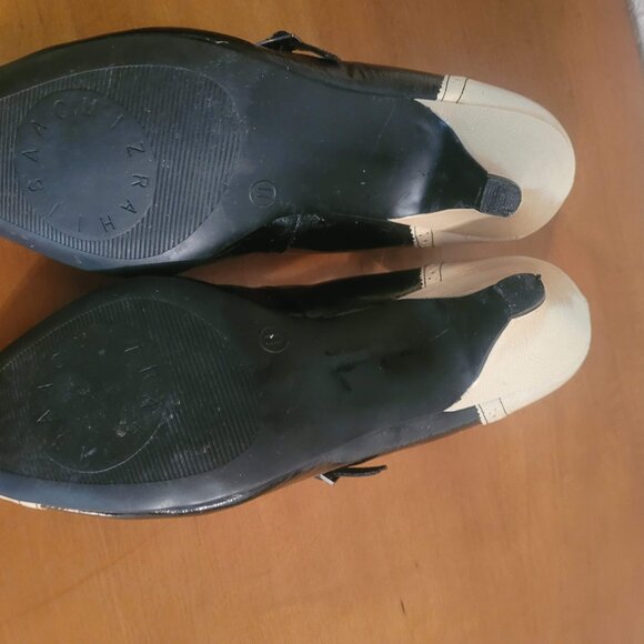 Isaac Mizrahi Amelia Retro T-Strap Heels Black Cream Size 11 - Picture 7 of 8